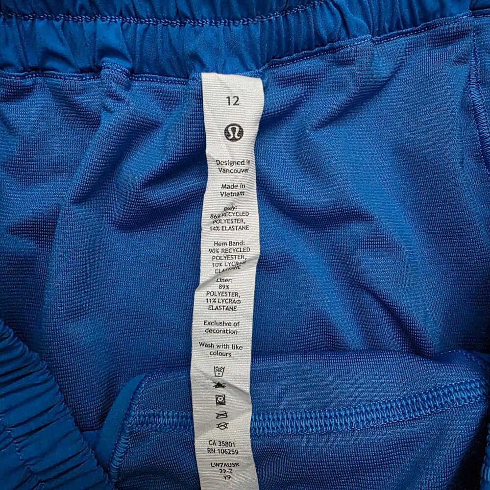 Lululemon Hotty Hot Poolside Blue Athletic Shorts Size 12 - Picture 2 of 4